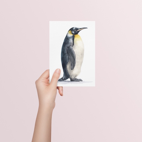 Watercolor Emperor Penguin Portrait Wall Art Print, Unframed - Regal Arctic - Picture 5 of 7